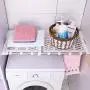 BAOYOUNI Expandable Closet Tension Shelf Rods Adjustable Storage Rack Shelves Organizer Divider Clothes Hanger Holder for Kitchen Cupboard, Wardrobe, Bathroom, Bookcase Compartment, Ivory