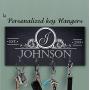 Black White Key Holder for wall, Monogram key holder, Personalized key hanger, Charcoal Key Holder, Key Hanger, Family name Wall Key Rack, Last name key rack, Custom Gift, Wedding Gift, Closing Gift