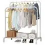 UDEAR Garment Rack Freestanding Hanger Double Pole Multi-Functional Bedroom Clothing Rack, White