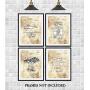 Original Flying Machines Drawings - Plane Hanger Wall Decor - Airport Office Artwork - Set of 4 8 x 10 Unframed Patent Prints - Gift for Pilots, Flight Attendants