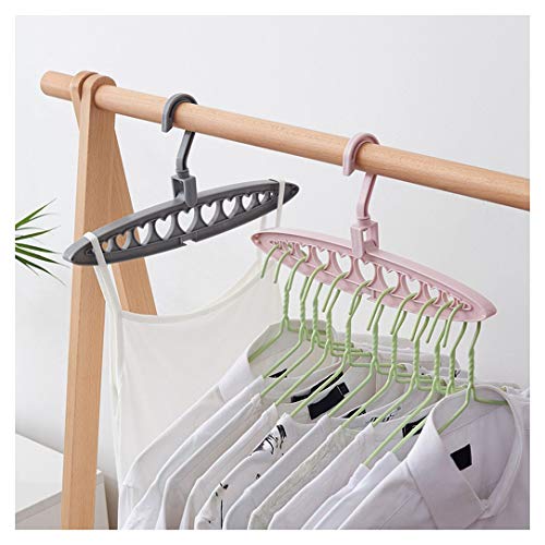 Aviat 9 Hole Clothes Hanger Hook,Love Shape Hole Storage Clothes,Organizer Plastic Storage Rack,for Towel,Scarfs, Closet Organizer Plastic Storage Rack,Repeated Use, Easy Use. (Gray)
