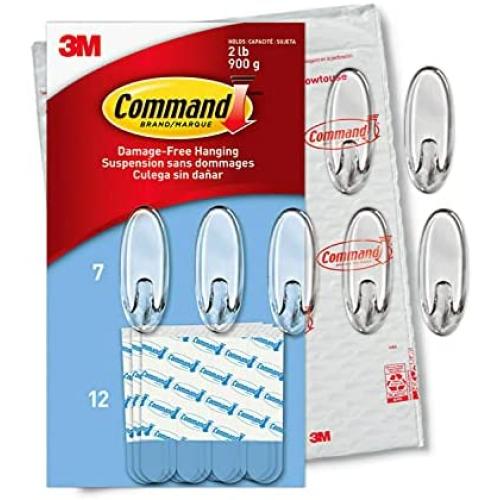 Command Clear Medium Hooks, 7 Hooks, 12 Strips - Easy to Open Packaging, Organize Damage-Free Command Clear Medium Hooks, 7 Hooks, 12 Strips - Easy to Open Packaging, Organize Damage-Free