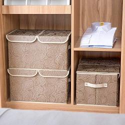 Prandom Large Stackable Storage Bins with Lids Fabric Decorative Storage Boxes Cubes Organizer Containers Baskets with Cover Handles Divider for Bedroom Closet Living Room 17.3x11.8x9.8 Inch 3 Pack