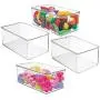 mDesign Stackable Closet Plastic Storage Bin Boxes with Lid - Container for Organizing Childs/Kids Toys, Action Figures, Crayons, Markers, Building Blocks, Puzzles, Crafts - 5" High, 4 Pack - Clear