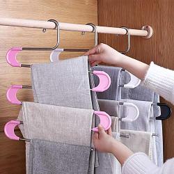 HJYPYJ Magic Clothes Hanger, Anti-Skid Detachable Trouser Hangers, Portable Space Saving Hanger Organiser/Pink / 15 Pcs