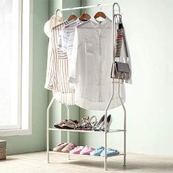 Cxjff Floor Standing Coat Rack Clothes Hat Stand Coat Rack Metal Simple Landing Double Shelves Clothes Hanger 3 Color Optional, High 150cm Hanger Modern (Color : Ivory)