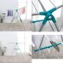 Pastel AJ12 Stainless Steel Clothes Drying Rack + Clothespins (10EA) Gullwing Space-Saving Laundry Rack with Shoes Hanger, Foldable/Easy Storage Laundry for Indoor and Outdoor Use (Made in Korea)