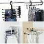 Multi-Function Stainless Steel 5PC 5 Tier Portable Clothes Hanger Pants Racks Trousers Hanger Clothes Storage Drying Hanger Random Color Multi-Function Stainless Steel 5PC 5 Tier Portable Clothes Hanger Pants Racks Trousers Hanger Clothes Storage Drying Hanger Random Color