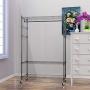Rolling Wire Shelving Garment Rack, Metal Clothes Rack Organizer with 4 Adjustable Side Hooks and Single Hanger Bar