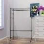 Rolling Wire Shelving Garment Rack, Metal Clothes Rack Organizer with 4 Adjustable Side Hooks and Single Hanger Bar