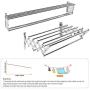 Mai Hongda Accordion Wall Mounted Drying Rack Stainless Steel Clothes Retractable Folding Accordian Wall Hanger Hanging Towel Holder 60lb Capacity for Laundry Bathroom No Drilling (17-32inch Variable)