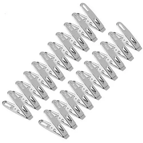 Hztyyier 20Pcs Clothes Pins Stainless Steel Hanging Clothing Clip Outdoor Windproof Towel Sock Coat Clothesline Hanger Peg