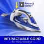Mueller Professional Grade Steam Iron, Retractable Cord for Easy Storage, Shot of Steam/Vertical Shot, 8 Ft Cord, 3 Way Auto Shut Off, Self Clean Mueller Professional Grade Steam Iron, Retractable Cord for Easy Storage, Shot of Steam/Vertical Shot, 8 Ft Cord, 3 Way Auto Shut Off, Self Clean