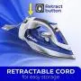 Mueller Professional Grade Steam Iron, Retractable Cord for Easy Storage, Shot of Steam/Vertical Shot, 8 Ft Cord, 3 Way Auto Shut Off, Self Clean