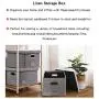 InStorages Collapsible File Boxes Storage Organizer with Lid，Decorative Linen Filing and Letter/Legal Storage Bins Grey(2 Pack)