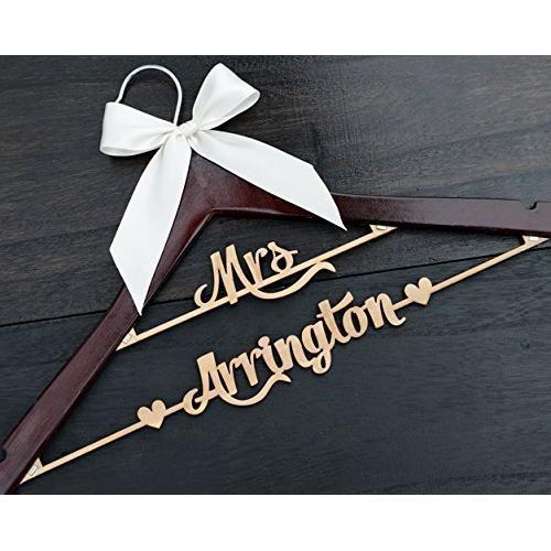 2 lines wood name wedding dress hanger, bridmaid dress hanger,bridal shower gift LL010