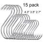 S Hooks Stainless Steel 3 Sizes( L4.3/ M3.5/S2.7inch),Large and Heavy Duty Hooks Hanger for Kitchenware Pots Pans Rack,Coffee Mugs,Spoons Utensils,Clothes,Jeans,Curtain Rods,Cups,Bags and Plants(S-S3)