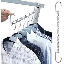 10pc Folding Shirts Coat Clothes Hanger Holders Save Space Non-Slip Clothing Organizer 6 Hole Iron Drying Drying Storage Rack