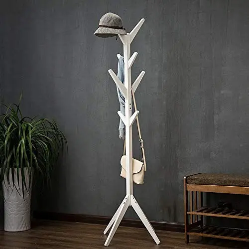 HDJJQI Solid Wood Coat Rack Entryway Standing Hat Jacket Coat Clothes Hanger Holder Stand Hall Tree 8 Hooks Coat Rack (Color : A) HDJJQI Solid Wood Coat Rack Entryway Standing Hat Jacket Coat Clothes Hanger Holder Stand Hall Tree 8 Hooks Coat Rack (Color : A)