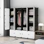 MAGINELS Portable Closet Clothes Wardrobe Bedroom Armoire Storage Organizer with Doors - 14&quotx18" Cube (White Door, White Door 16-Cube)