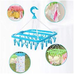 5pcs Random Color Multifunctional Drying Rack Sock Holder 32 Clips Portable Socks Cloth Hanger Rack Clothespin Wardrobe Storage Cloth Hangers