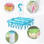 5pcs Random Color Multifunctional Drying Rack Sock Holder 32 Clips Portable Socks Cloth Hanger Rack Clothespin Wardrobe Storage Cloth Hangers