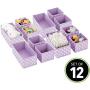 mDesign Soft Stackable Fabric Closet Storage Organizer Holder Boxes - Clear Window, Attached Lid, for Child/Kids Room, Nursery - Polka Dot Print - Set of 12 - Light Purple/White