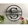 Personalized Last Name Family Sign Outdoor Initial Split Letter Laser Cut Custom House Decorations Monogram Hanging Front Door Wreath Wedding Gift Hanger Garden Housewarming Circle Wood Metal Acrylic