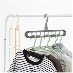 DNJKSA Multi-Function Folding Magic Nine-Hole Rotating Magic Clothes Hanger Wardrobe Drying Clothes Home Bedroom Storage Holder(5 Pieces/Lot)(Random Color)