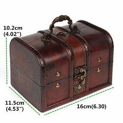 Charminer Big Size Vintage Wood Lock Jewelry Storage Boxes Necklace Treasure Storage Organizer Holder