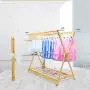 QFFL Clothes Airer, Clothes Drying Rack, Foldable Clothes Drying Rack， Space Saving Retractable Rack Hanger Heavy Duty with 1-Tier Garment Rack 3 Colors Hangers (Color : Gold)