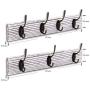 Y&ME YM Coat Hooks Wall Mounted Set of 2,White Rustic Wood Coat Rack with 8 Sturdy Bronze Hooks, White Hanging Wall Coat Hooks Rack for Entryway, Bathroom, Closet Room, 16 x 2.4 x 0.6 Inch
