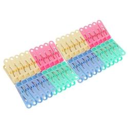 LDEXIN 40pcs Plastic Clothing Line Pegs Pins Clothespins Hanging Clips Hook Anti-Slip Clothes Clips Finger Hanger Clamp for Air-Drying Clothing Outdoor Kitchen and Photo Paper CraftAssorted Color
