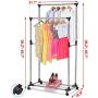 Garment Racks Double Adjustable Portable Clothes Hanger Rolling Heavy Duty Rail