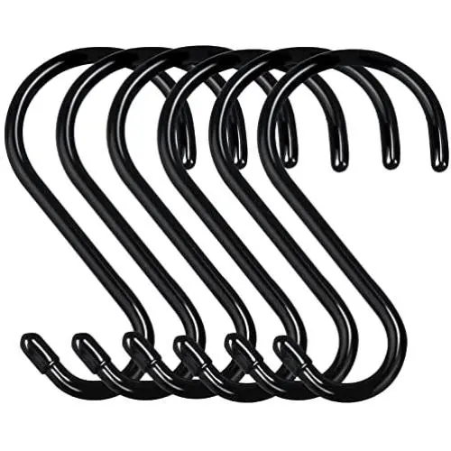 DINGEE 6 inch Large S Hooks Heavy Duty Non-Slip Vinyl Coated (6 Pack) Black Metal Steel S Hooks for Hanging Plants Closet Rod Jeans Plants Jewelry Kitchen Pot Pan Cups Towels Hats DINGEE 6 inch Large S Hooks Heavy Duty Non-Slip Vinyl Coated (6 Pack) Black Metal Steel S Hooks for Hanging Plants Closet Rod Jeans Plants Jewelry Kitchen Pot Pan Cups Towels Hats