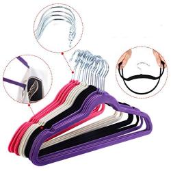 Inter Wealthys Jarad Clothes Hangers Velvet White, Black, Purple, Red Set of 60