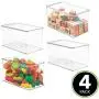 mDesign Stackable Closet Plastic Storage Bin Boxes with Lid - Container for Organizing Childs/Kids Toys, Action Figures, Crayons, Markers, Building Blocks, Puzzles, Crafts - 7" High, 4 Pack - Clear