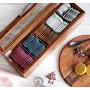 Mijenko Wooden Tea Boxes Organizer - Rose Gold, Luxury Tea Organizer for Tea Bags, Loose Leaf Tea Storage and Display. Tea Bag Organizer Tea Chest with Glass Lid, Soft Close Hinges, and Steel Dividers