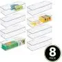 mDesign Wide Plastic Stackable Home, Office Supplies Storage Organizer Boxes with Attached Hinged Lid - Holder Bin for Note Pads, Gel Pens, Staples, Dry Erase Markers, Tape - 3" High, 8 Pack - Clear mDesign Wide Plastic Stackable Home, Office Supplies Storage Organizer Boxes with Attached Hinged Lid - Holder Bin for Note Pads, Gel Pens, Staples, Dry Erase Markers, Tape - 3" High, 8 Pack - Clear