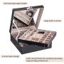 Jewelry Boxes Organizer 40 Section Display Tray Storage Case Drawer 2 Layers Large Mirror Girls Teens Women Holder for Earring Ring Necklace Bracelet PU Leather Black SSH01B