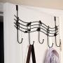yodaliy Door Hanger Hook, Door Back Metal Music Note Over Door 5 Hooks Coat Clothes Storage Rack Wall Hanger Kitchen Bathroom Organizer(White,White)