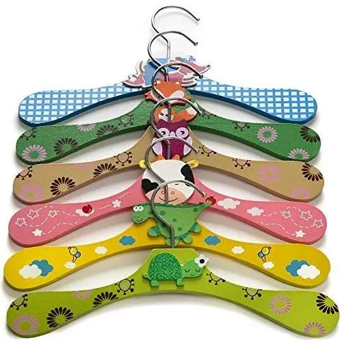 Booba Baby Kids and Baby Wooden Colorful Animal Shaped Clothes Hangers. 6 Pcs Set Booba Baby Kids and Baby Wooden Colorful Animal Shaped Clothes Hangers. 6 Pcs Set