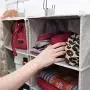 StorageWorks 2PCS Detachable 3-Shelf Hanging Closet Organizers, Collapsible Closet Hanging Shelves for Clothes and Shoes, Canvas, Gray, 12"x12"x21" StorageWorks 2PCS Detachable 3-Shelf Hanging Closet Organizers, Collapsible Closet Hanging Shelves for Clothes and Shoes, Canvas, Gray, 12"x12"x21"
