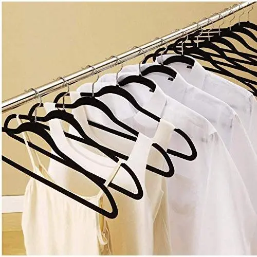 Non Slip Velvet Hangers - 10pcs Space Saving Clothes Hanger Hook Swivel 360 - Black,10pcs Non Slip Velvet Hangers - 10pcs Space Saving Clothes Hanger Hook Swivel 360 - Black,10pcs