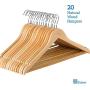 Zober Solid Wood Suit Hangers - 20 Pack - with Non Slip Bar and Precisely Cut Notches - 360 Degree Swivel Chrome Hook - Natural Finish Super Sturdy and Durable Wooden Hangers Zober Solid Wood Suit Hangers - 20 Pack - with Non Slip Bar and Precisely Cut Notches - 360 Degree Swivel Chrome Hook - Natural Finish Super Sturdy and Durable Wooden Hangers