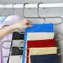 Cypress Shop Pants Hangers 5 Layer Trouser Hanger Space Saving Cloth Cabinet Storage S Shape Hanging Clothing Soft Non Slip Surface Hanging Home Furniture Set of 5