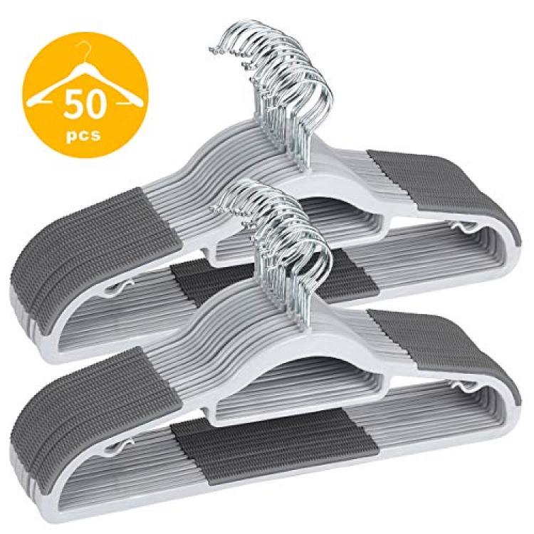 TIMMY Plastic Hangers 50 Pack Heavy Duty Dry Wet Clothes Hangers