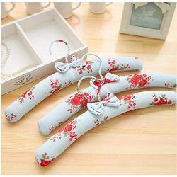 10pcs Random Color Pink Blue Fabric Padded Clothes Hanger with Rustic Flower Printed, Idyllic Style Dress Shirts Hanger for Closet Bedroom