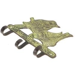 Indianshelf Handmade 1 Artistic Vintage Green Brass Perching Birds Clothes Hooks Hangers/Coat Hooks Wall Mounted