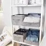 GRANNY SAYS Open Storage Bins, Trapezoid Storage Box, Closet Shelf Storage Bins, Gray/White, 3-Pack GRANNY SAYS Open Storage Bins, Trapezoid Storage Box, Closet Shelf Storage Bins, Gray/White, 3-Pack